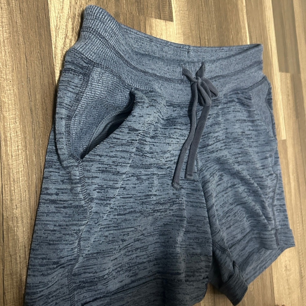 Athleta Shorts Women S Blue Space Dye Athletic Athleisure Drawstring Pockets - Picture 2 of 9